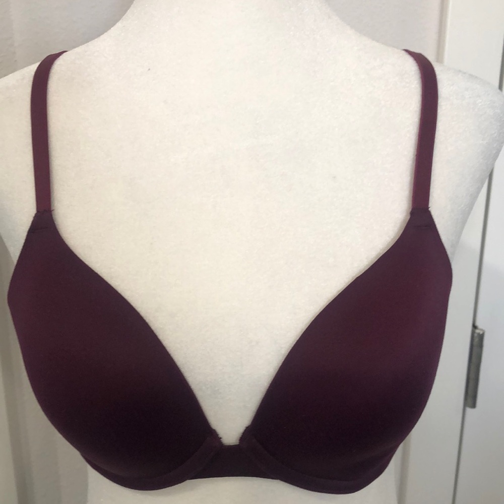 Pink Victoria’s Secret￼ Bra Size 34B Burgundy Lightly lined T-shirt bra Sexy